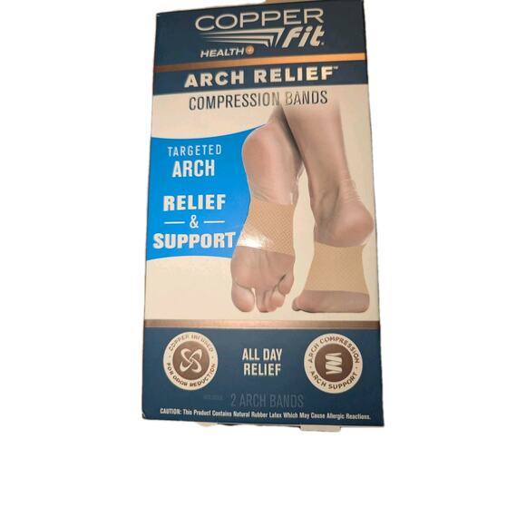 Copper Fit Copper Infused Arch Relief COMPRESSION BANDS - Beige 2 PACK - Picture 1 of 2